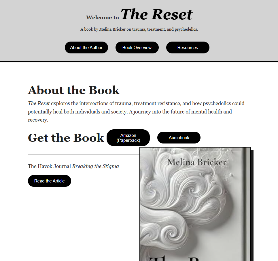 Homepage screenshot of 'The Reset'